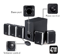 BOCINAS GENIUS 1505 5.1, 47 WATTS C/SUBWOOFER, NEGRO :: Tienda Clic, computadoras, consumibles y productos de computacion línea
