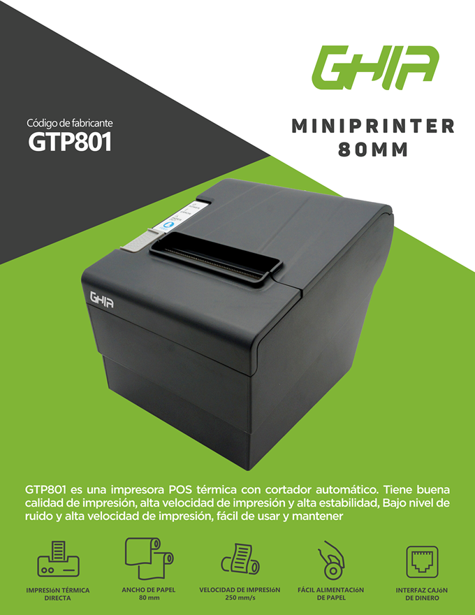 MINIPRINTER TERMICA GHIA NEGRA 80MM USBETHERNET AUTOCORTADOR | Sodexo  México - GH523EL1KWAIFLMX